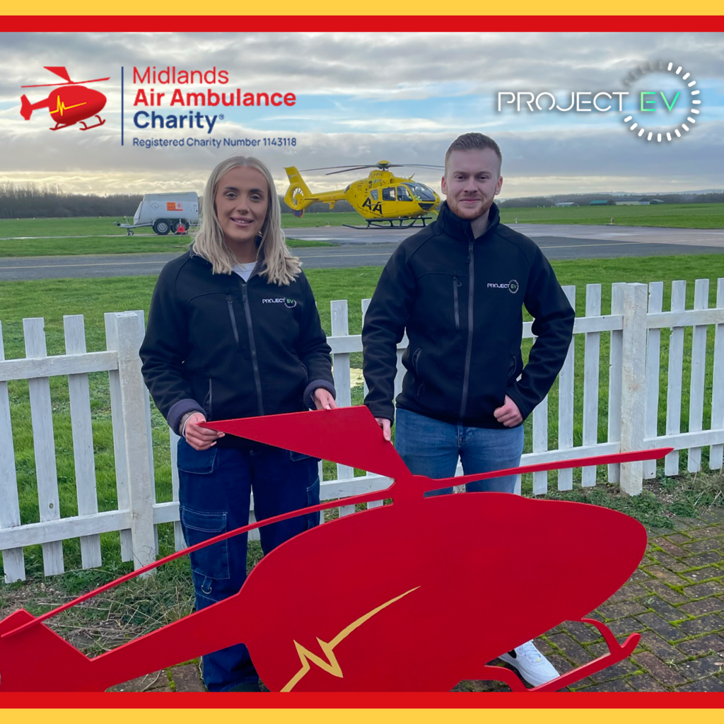 Project EV donated to local charities for Christmas – This is the team at the Midland's Air Ambulance Charity