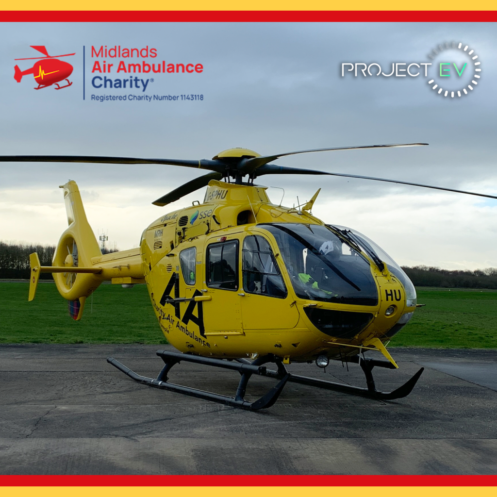 Project EV donated to local charities for Christmas – This is the helicopter as Midland's Air Ambulance Charity