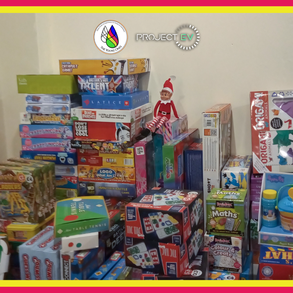 Project EV donated to local charities for Christmas – This is an arrangement of toys from The Young Ones.